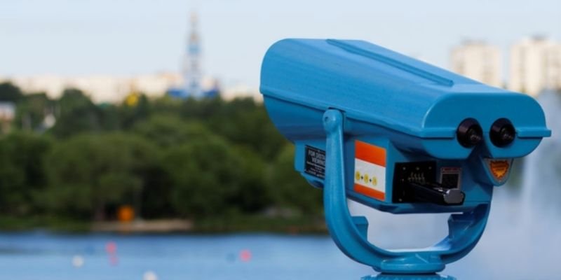 Visor panorámico a moneda para miradores, parques y espacios turísticos